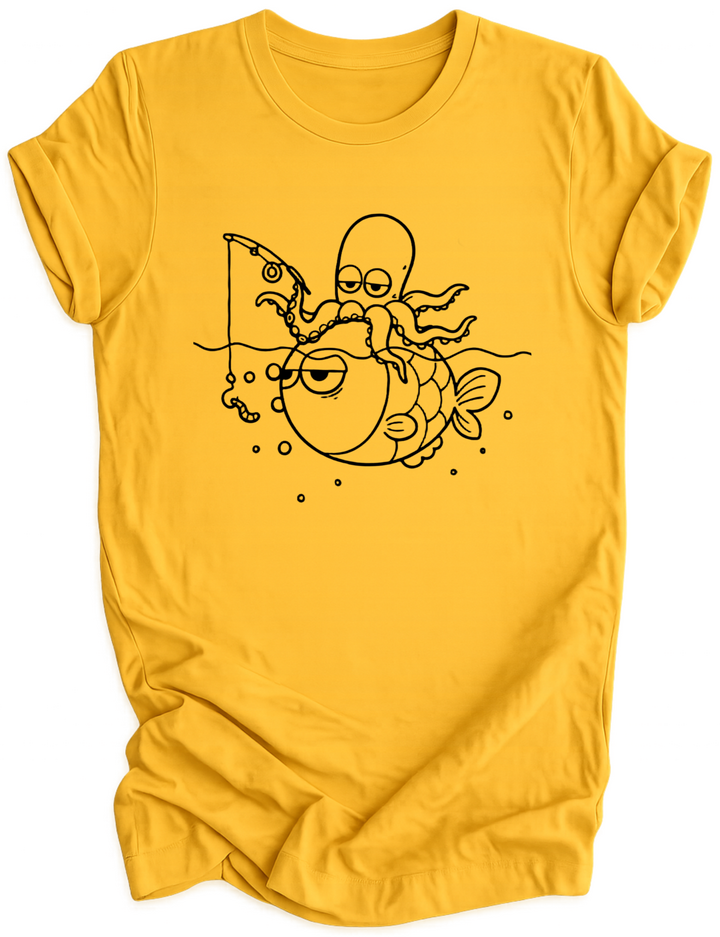 Lazy Octopus Fishing Unisex T-Shirt