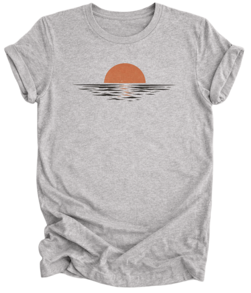 Minimal Sunset Waves Unisex T-Shirt